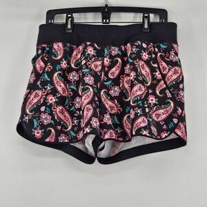 Lands End Womens Floral Paisley Athletic Shorts‎ Size 10 Gym Athleisure Sporty